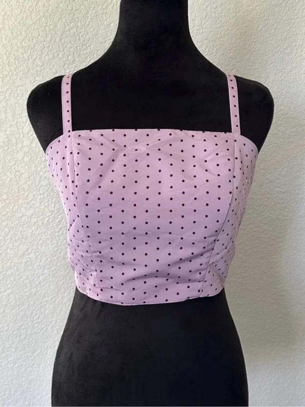 Old Navy Lilac Polka Dot Square Neck Crop Top - Image 3