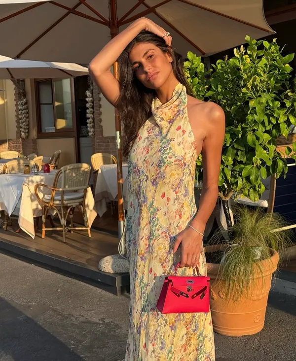Zara floral Boho open back Halter Maxi summer vacation Dress - Image 5