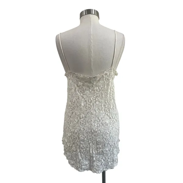 Hector Nicole White‎ Lace Mini Dress Sheer Crochet Slip Boho Size S - Image 4