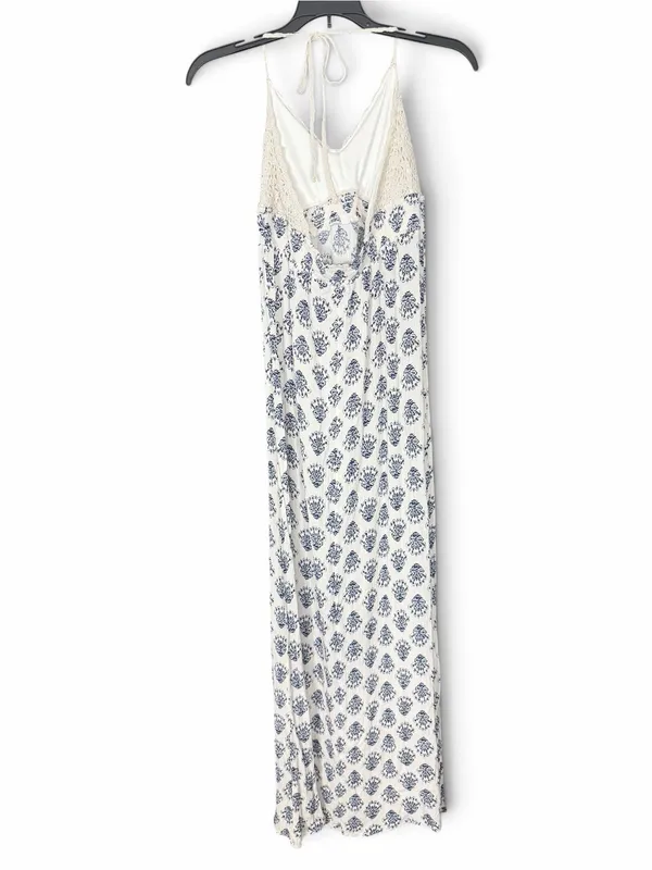 American Rag Cie XL Boho Crochet Floral Maxi Dress Blue Ivory Festival - Image 3