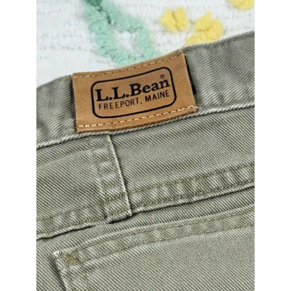 LL Bean Vintage Womens Size 14 High Waist Pleated Tapered Leg Jeans Khaki‎ - Image 11