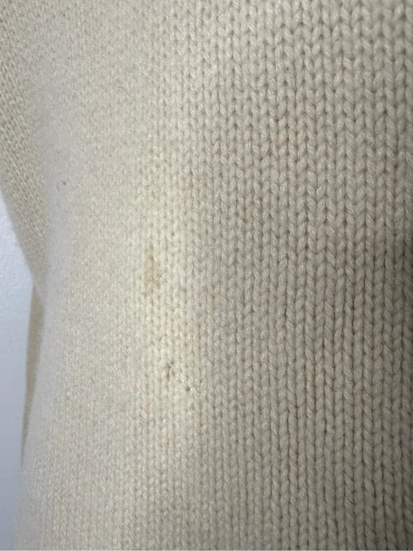 Theory Ivory 100% Cashmere V-Neck Sweater Size P Petite Flawed - Image 2