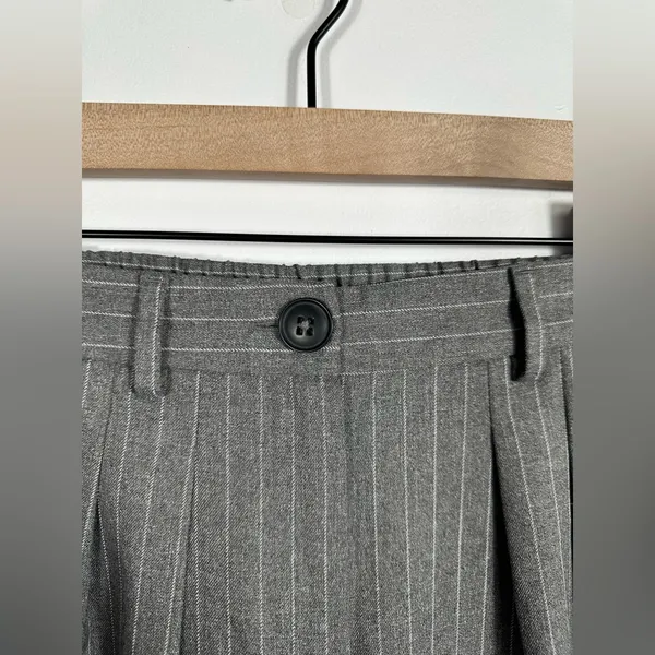 Primark Gray Pinstripe Pleated Wide Leg Trousers Dress Pants Size 2 - Image 7