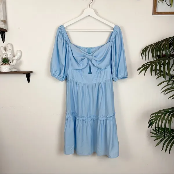 J.ING Blue Summer Casual Baby Doll Mini Dress Size Large - Image 2