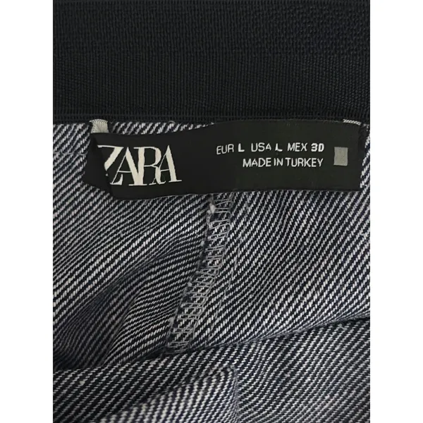 Zara Blue Linen Blend High Waist Straight Leg Trouser Pant Sz Large Minimalist - Image 3