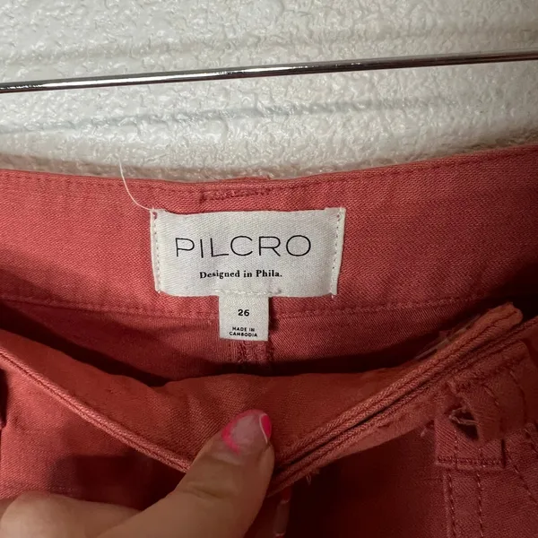 Pilcro Painted Puddle Cargo CROPPED Pants Womens Size 26 Burnt Orange Boho - Image 6