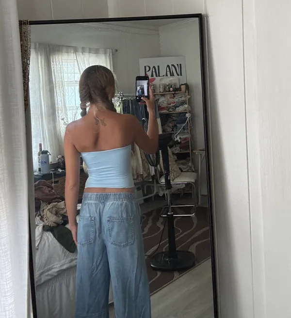Light Blue Strapless Crop Size XS - Image 2