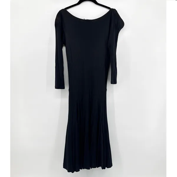 Polo Ralph Lauren Black Viscose Drop Waist Pleated Dress V-Neck‎ Long Sleeve SM - Image 5