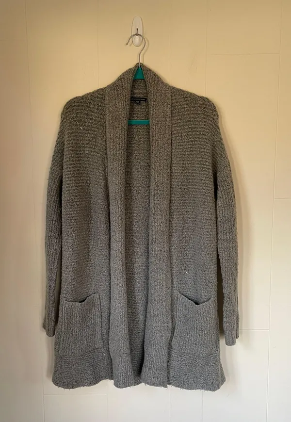 American Eagle Outfitters open front knit cardigan grey cozy long Women’s sz XS - Image 3