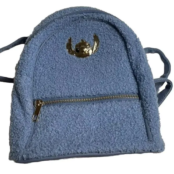 Disney Stitch Blue Plush & Gold Mini Backpack Bioworld Lilo and Stitch RARE - Image 5