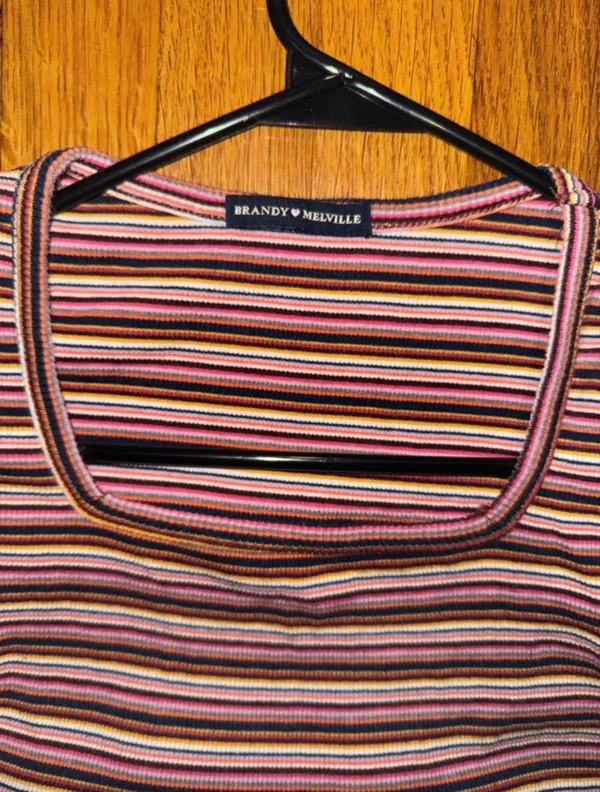 Brandy Melville Melville Square Neck Striped Top - Image 3