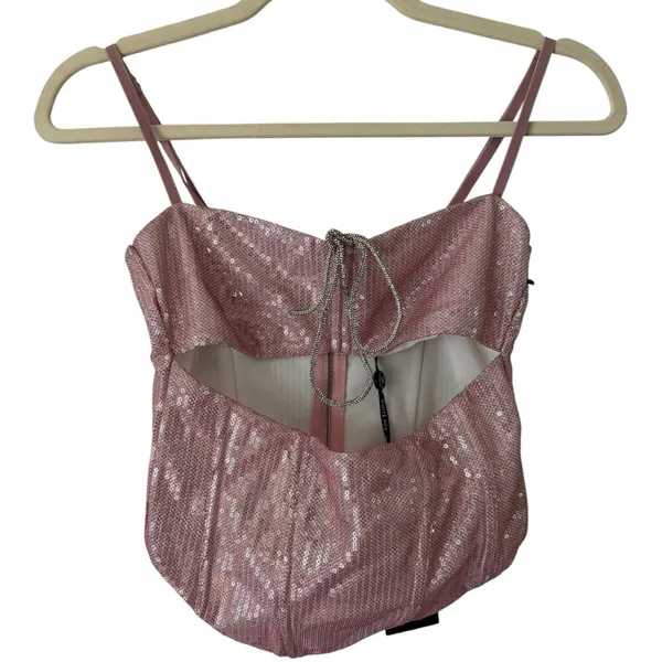 NWT White Fox Can’t Slow Down Bustier Top Pink Sequins Size XS - Image 2