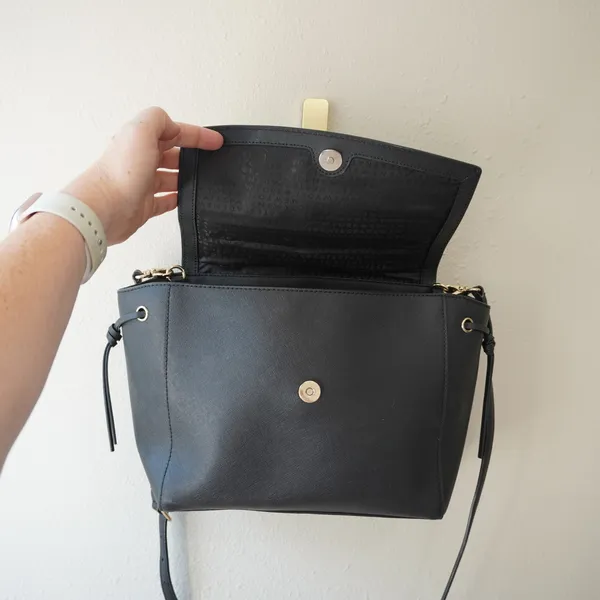 Kate Spade New York Black Saffiano Leather Crossbody Satchel Bag Classic - Image 4