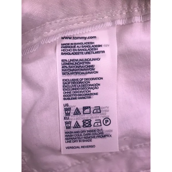 Tommy Hilfiger Linen Rayon Pants Womens 14 White Wide Leg Beach - Image 5