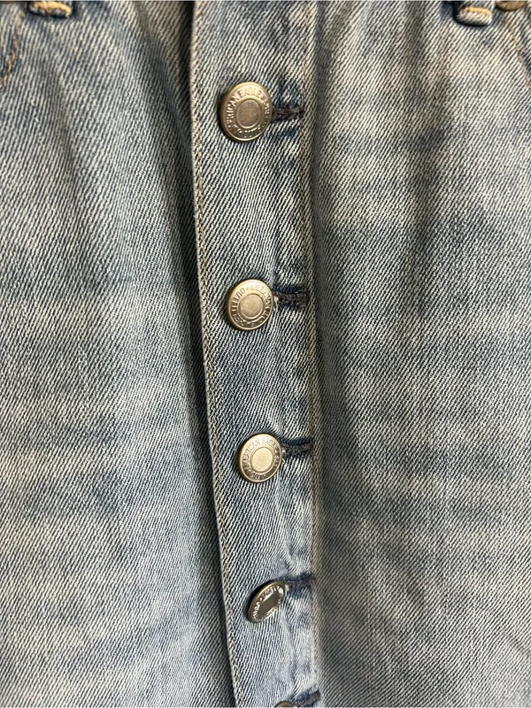 American Eagle Light Wash Denim Button-Front Mini Skirt - Image 3