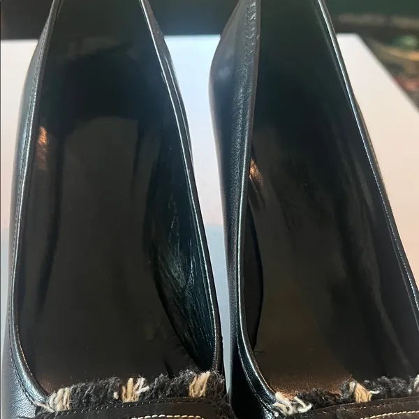 Black Pointed-Toe Kitten Heel Pumps with Decorative Buckle - Image 3