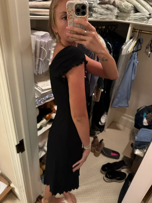 Vintage Embroidered Black Dress - Image 3