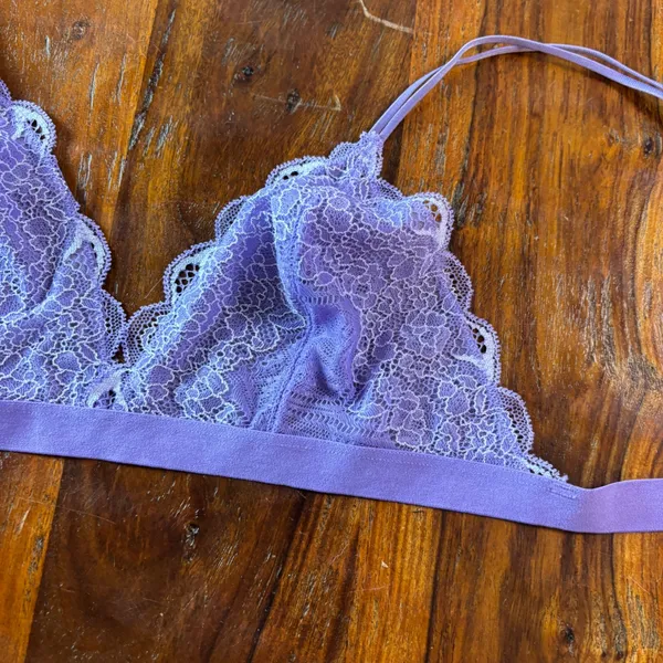 Madewell Purple Floral Lace Triangle Bralette Adjustable Straps Small‎ SP - Image 7