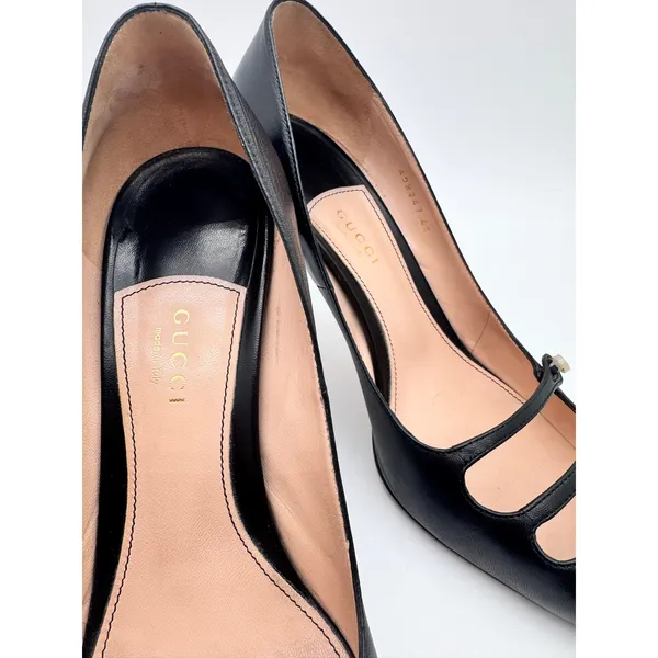 Gucci Aneta Black Button Detail Stiletto Pumps Pointed Toe Size EU 41 - Image 5