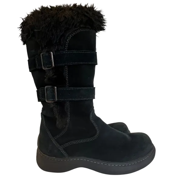 L.L. Bean TEK2.5 Waterproof 7.5 Winter Boots Womens Zip Black Suede Buckle Strap - Image 6