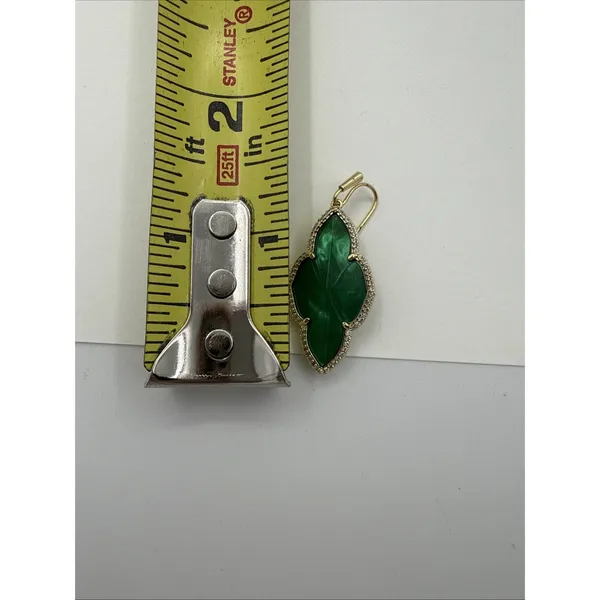 Kendra Scott Abbie Pave Frame Drop Earrings Gold Green Abalone - Image 3
