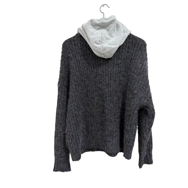 OFFLINE by Aerie Womens Confetti Knit Hoodie Sweater Gray Multi Color Medium - Image 2