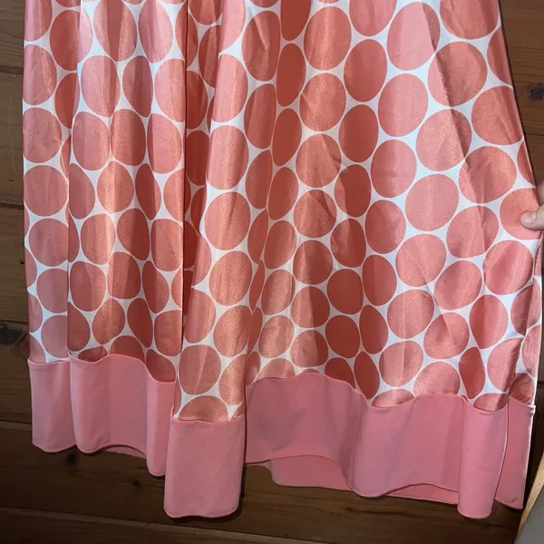 Forever y2k Coral Pink Polka Dot Satin Halter Empire Waist Dress Size Large - Image 4