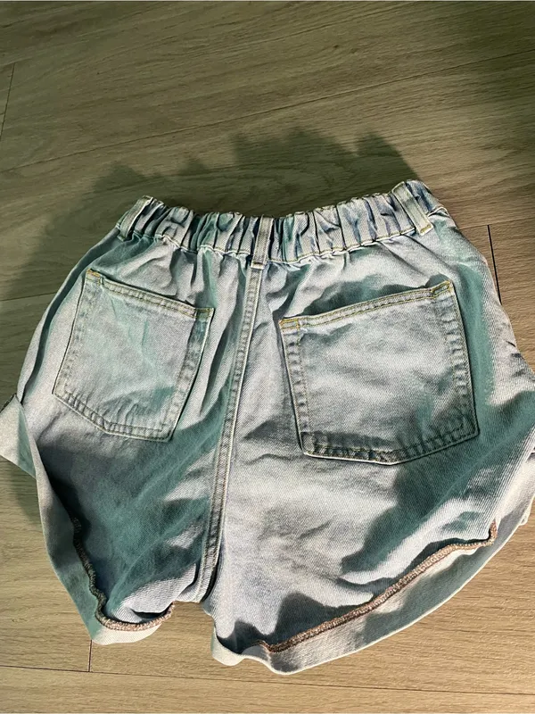 Gianni Bini Light Blue High-Rise Rolled Hem Denim Shorts - Image 2