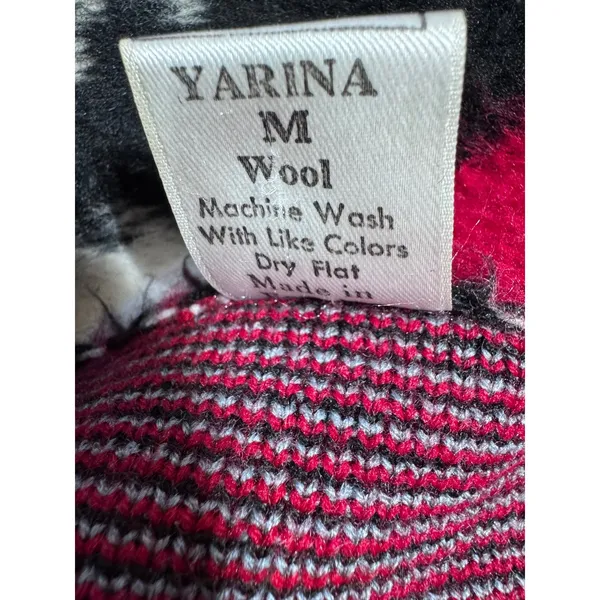 Yarina Womens Medium Red Wool Eagle American Full Zip Fleece Jacket Southwestern - Image 3