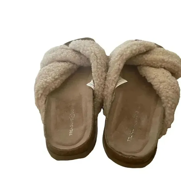 Treasure & Bond Beige Casual Wedge Slide Slippers Fabric Upper 1 Inch Beach 8 M - Image 4