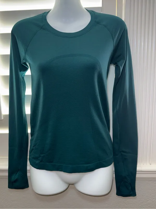 Lululemon Swiftly Tech Long Sleeve Shirt 2.0 Race Length Storm Teal Green Size 4 - Image 3
