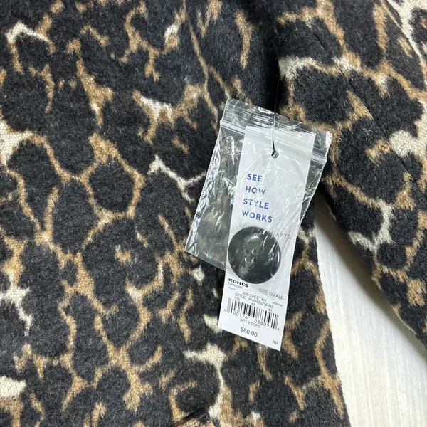 Apt 9 Womens Cheetah Leopard Print Overcoat Single Button Long Jacket Small NEW - Image 6