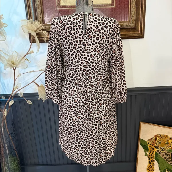 Uncle Frank Leopard Print Puff Sleeve Babydoll Midi Dress Sz XS 💛🍄 - Image 6