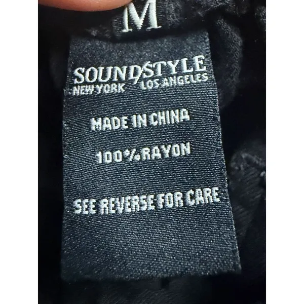 SoundStyle Black Harem Pants Size M Elastic Waist Drawstring Rayon Size M - Image 8