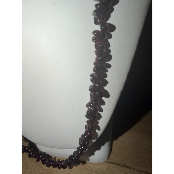 Vintage Garnet Dark Purple Bead Chip Necklace - Image 3