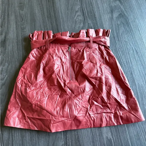 Alice + Olivia Deep Red Faux Leather Mini Skirt - Image 5