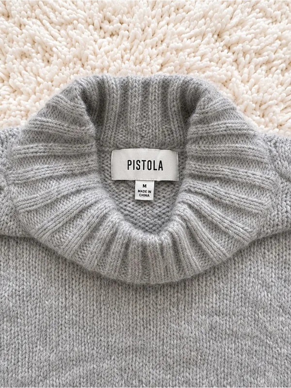PISTOLA Carlen Alpaca Mock Neck Sweater – Light Heather Grey – M - Image 6