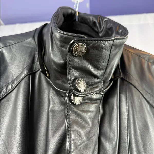 Vintage‎ Wilson Leather Full Zip Drawstring Waist Jacket in Black Size Large - Image 4