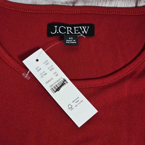 J. Crew Long-sleeve dress‎ in jersey crepe Berry Sangria XS NWT Ruched Midi - Image 3