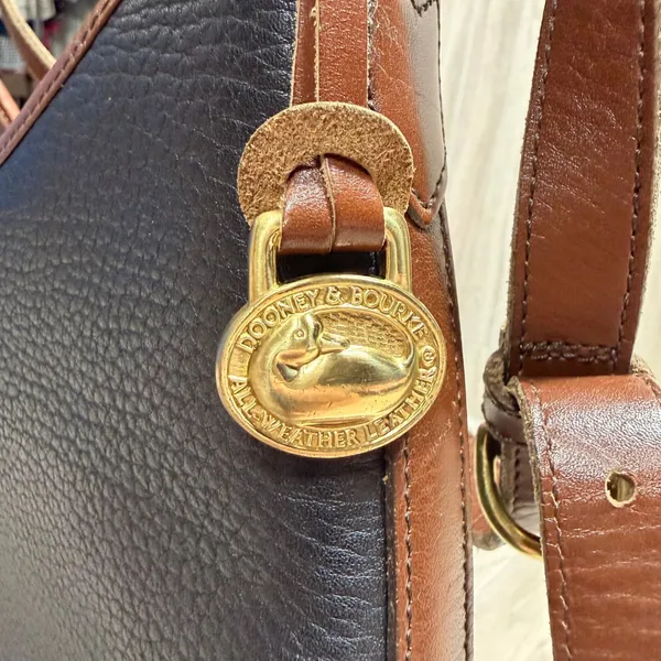 Vintage Dooney & Bourke All Weather Leather Hobo Bag Black‎ Brown Made in USA - Image 11