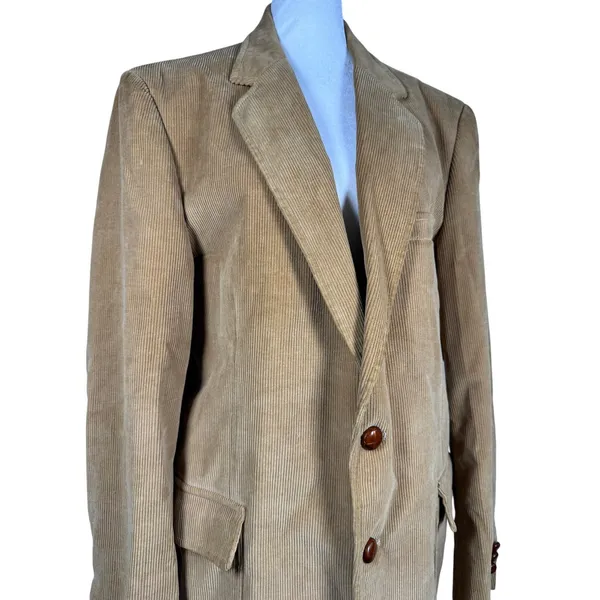Vintage ‘80s Jordache Tan Corduroy 100% Cotton Single Breasted Blazer - Image 5