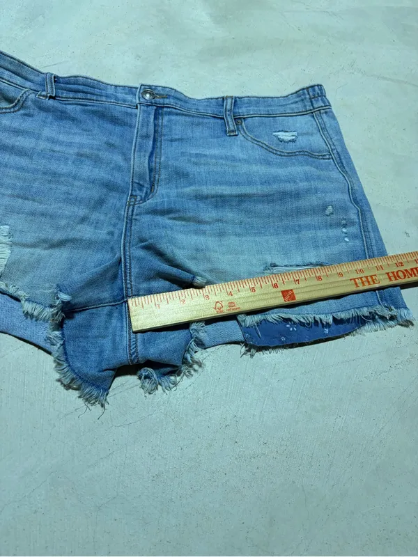 Aerie Light Blue Distressed Denim Shorts XL - Image 3