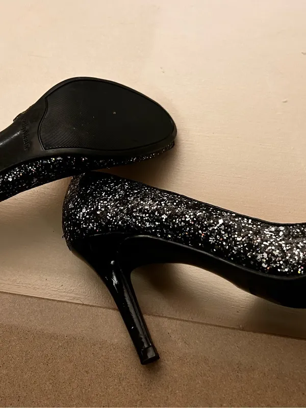 Heels Black Glitter Peep-Toe Kitten 8 M Kelly & Katie - Image 6