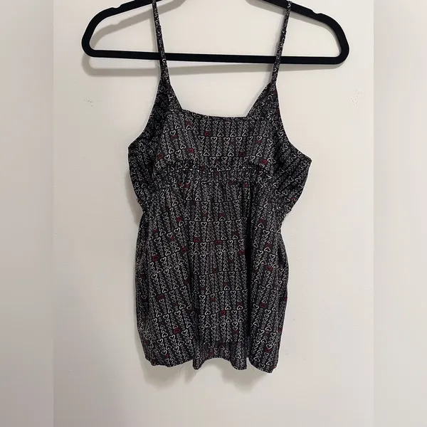 ENCHANTING Hearts Flowy Women’s Silky Satin Y2K Babydoll Tank Top Sz M EUC - Image 5