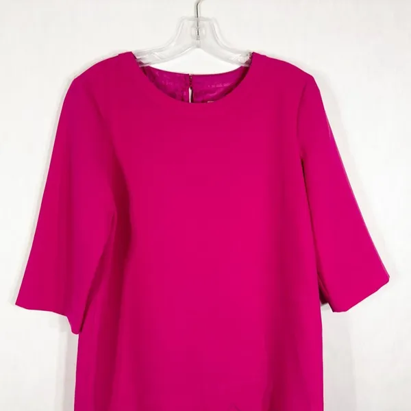 Kate Spade Size‎ 6 Dress Hot Pink Shift Mini Scalloped Crew Lined Keyhole 1352 - Image 3
