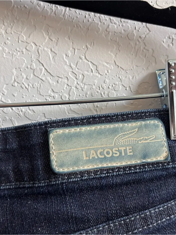 Lacoste Denim Mini Skirt Size 40 Dark Wash Y2K Preppy Stretch - Image 3
