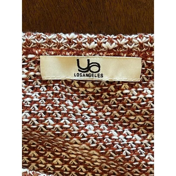 Ya Los Angeles Burgundy Knit Metallic Gold Thread And Ruffled‎ Hem Blouse M - Image 6