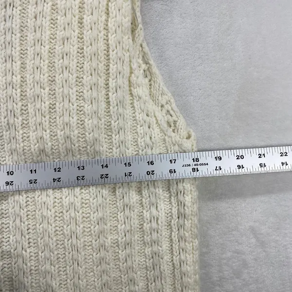 Avalin Sweater Vest Faux Fur Collar Wool‎ Blend Sleeveless Knit Ivory M - Image 5