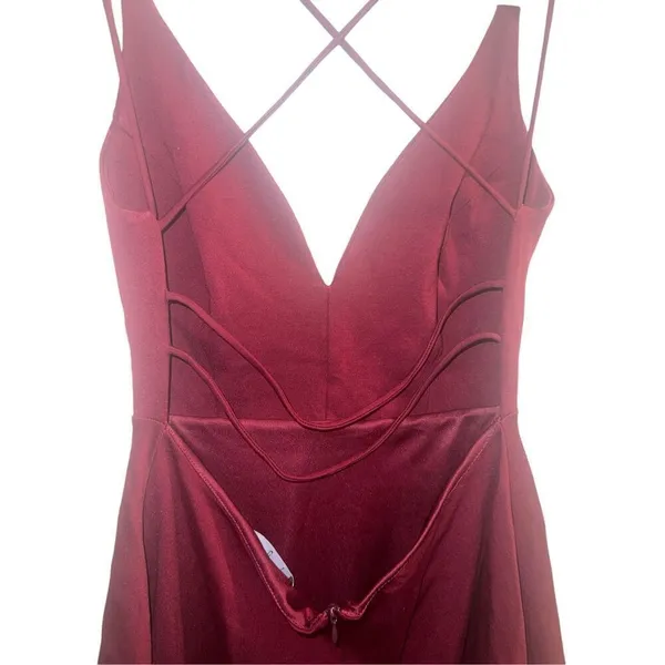 ✨Lulu’s Believe in Love Wine Red Backless Skater Sz Large Maroon Dress✨ - Image 12