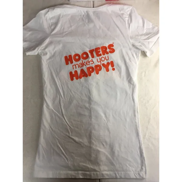 B43 Hooters Girl Worn Super Sexy Uniform VNeck Tee White Size XS - Image 4